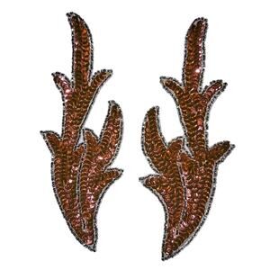 Iridescent orange sequin applique pair leaf design NWOT